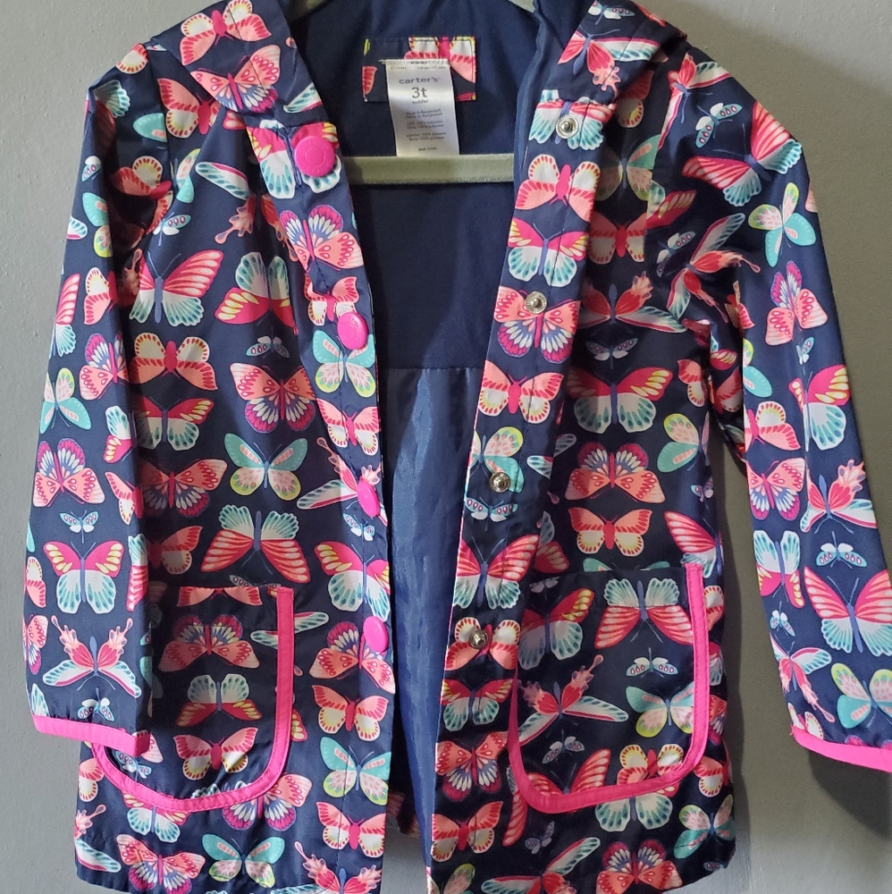 Carter's 3T Butterfly Hooded Raincoat